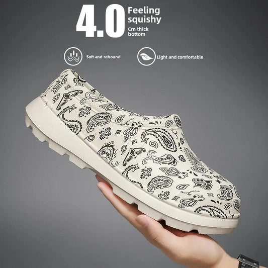 Paisley Slip On Men Chef Shoes for Kitchen