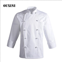 High quality long sleeve white double breasted chef jacket - ChefLooks