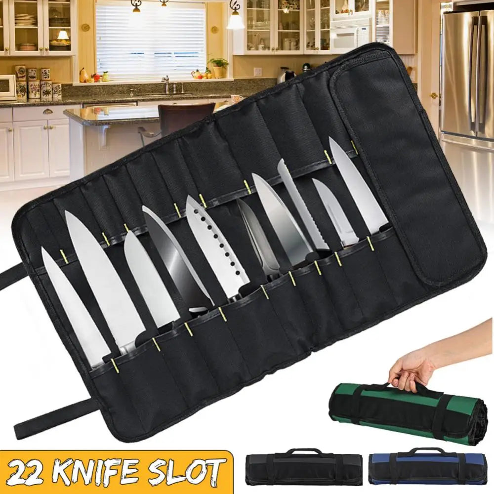 22 Pockets Portable Carrying Kitchen Chef Knife Roll - ChefLooks