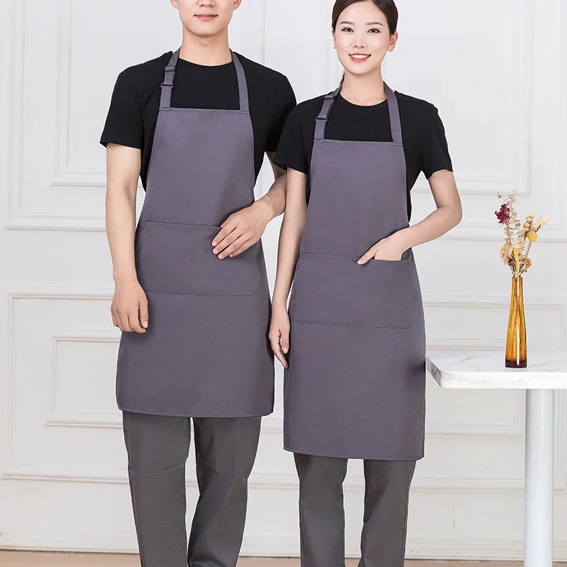 Adjustable Unisex Bib Apron with Pockets - ChefLooks