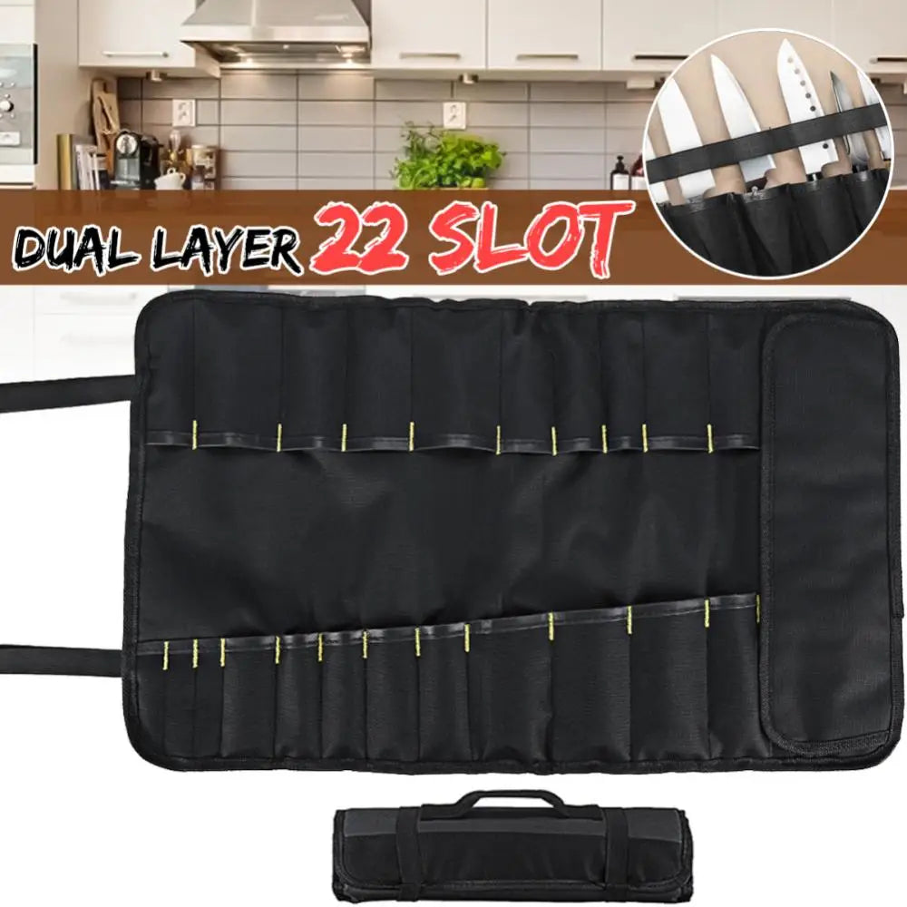22 Pockets Portable Carrying Kitchen Chef Knife Roll - ChefLooks