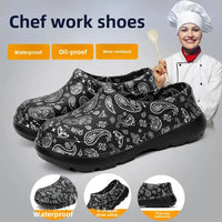Paisley Slip On Men Chef Shoes for Kitchen
